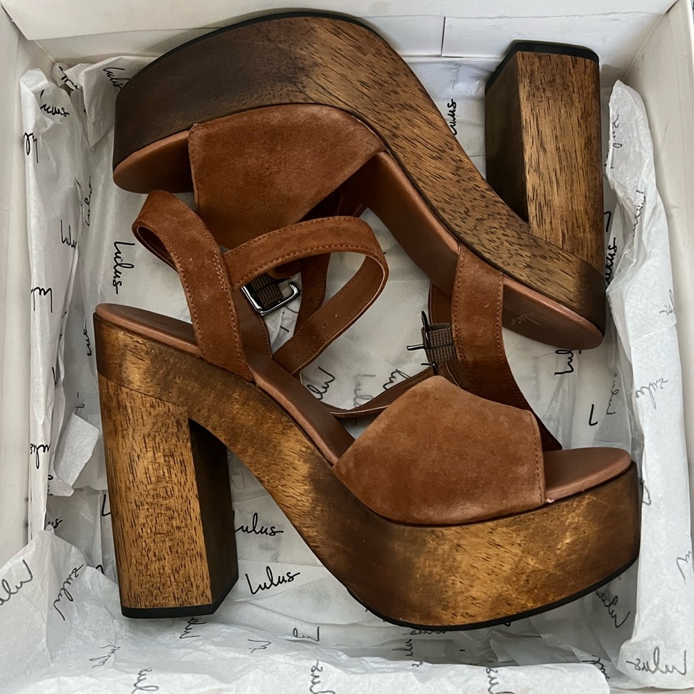 Lulus Leather Wooden Platforms